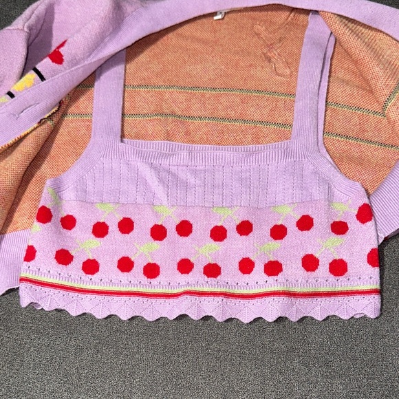 Hazel Moon Y2K 2PC! Lavender & Floral Top + Cardigan DUO SET (size: Medium) - Picture 10 of 13